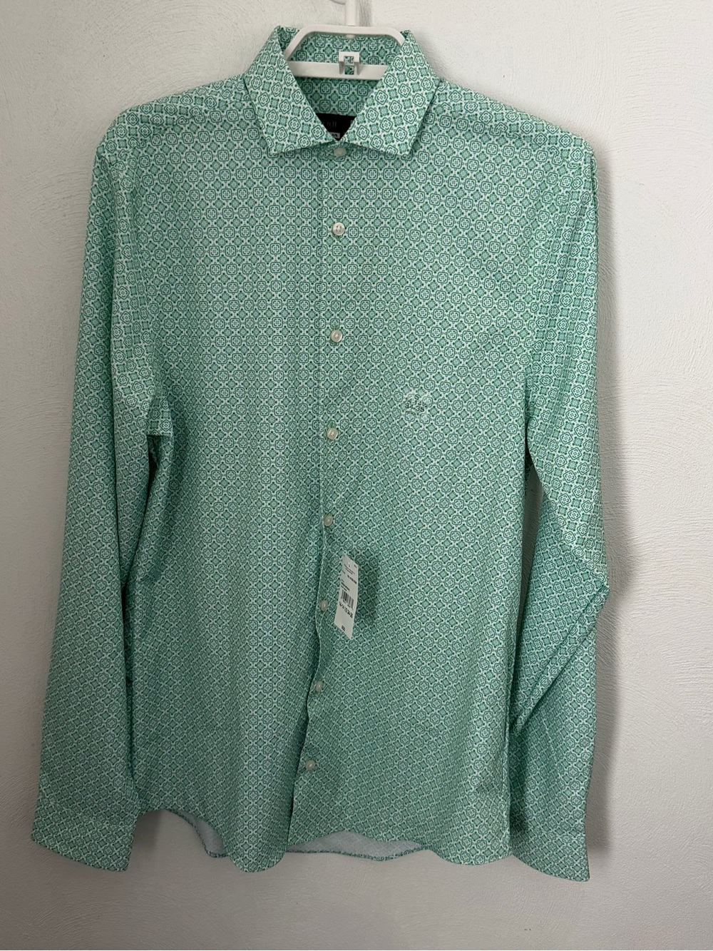 jf j.ferrar Men's Mint Green Geometric Button-up shirt NWT size small 14-14 1/2